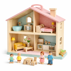 Wooden Dollhouse Set